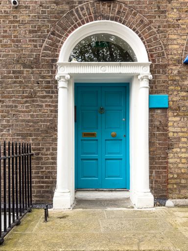 A famous blue painted Georgian door in Dublin, Ireland