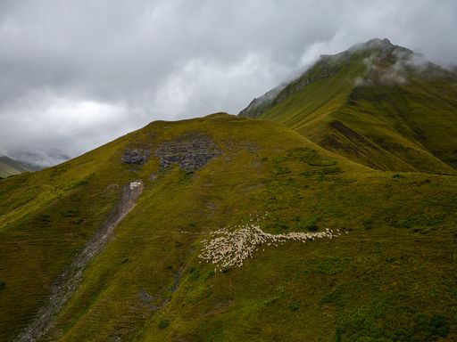 A breathtaking view of the stunning mountain landscape of Kvesheti-Kobi, Georgia