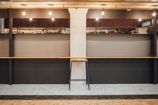 A close up view of closed coffee shop
