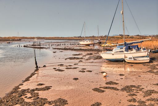 A closeup shot of achts moored in Pensarn Harbour near harlech North Wales