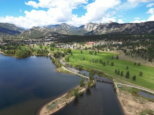 A scenic golf course situated against a backdrop of majestic mountains: Estes Park Colorado