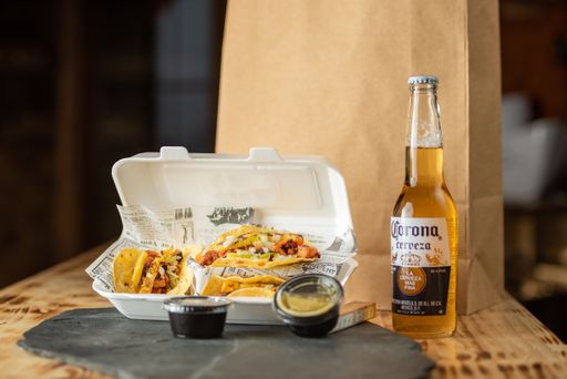 Arinsal, Andorra: 2021 May 2: Delivery prepared with Mexican food and Corona beer.