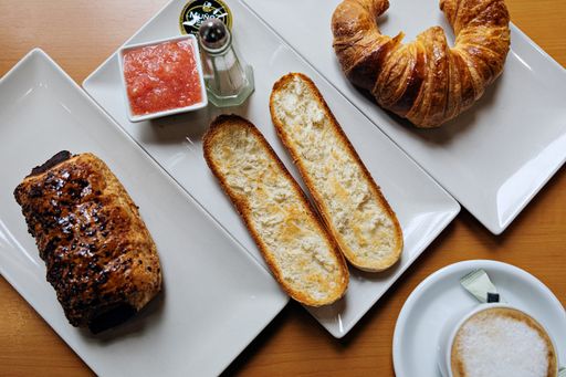 A top view of delicious breakfast