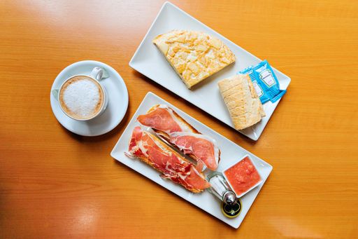 A top view of delicious breakfast