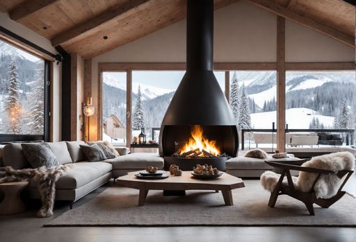 This image features a living room with a modern interior design