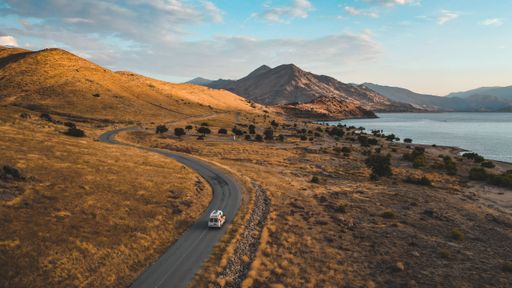 An aerial view of a highway in California, US