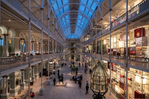 The Grand Gallery of the National Museum of Scotland, the most visited museum in Edinburgh