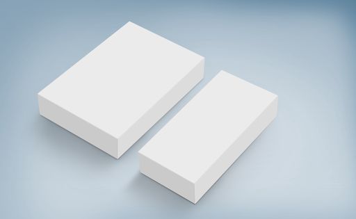 White 3D white boxes on blue background
