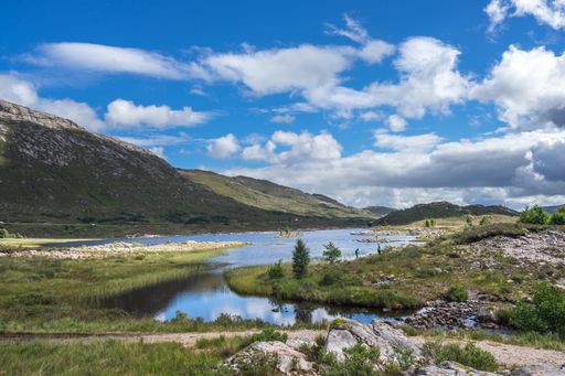 The beautiful Scottish Highlands landscape in the summer, near Loch Cluanie, Scotland, England