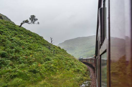 The Jacobite steam train running between Fort William and Mallaig via Glenfinnan, Scotland, England