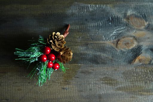 A top view of holy ropes on a wooden surface with space for text