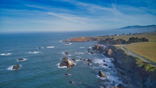 An aerial shot of Sonoma Coast State Park in California