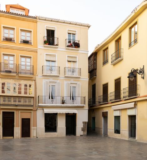 Square and buildings with typical Mediterranean style architecture in south of Spain, no people.