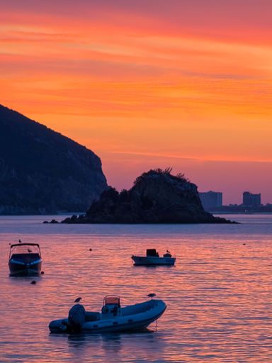 The Sunrise over the Atlantic Ocean in the Arrabida Natural Park, Sesimbra, Lisbon