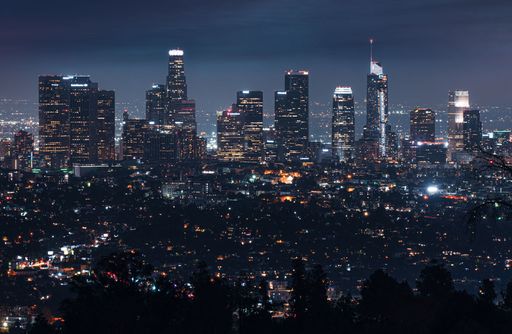 A breathtaking nighttime skyline of Los Angeles, California
