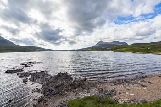 A beautiful landscape of the shores of Loch Assynt, north west of Scottish Highlands