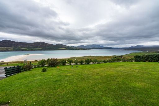 A cloudy coastal landscape of Kyle of Tongue in the north west Highlands, Scotland