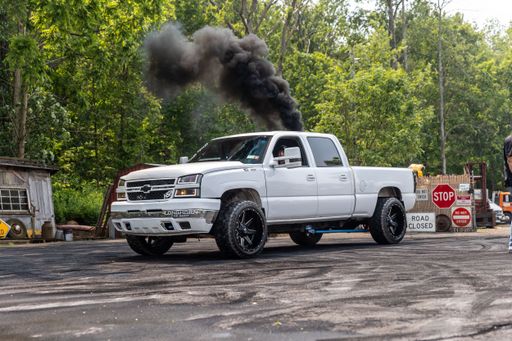 A white truck on the road in Waterloo, US