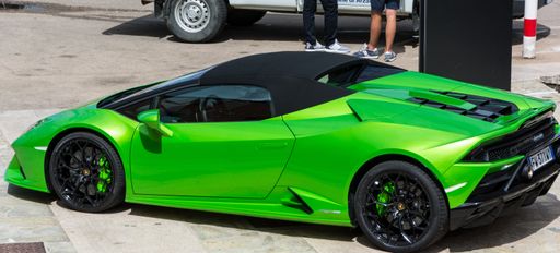 PORTO CERVO, ITALY - AUGUST 13 2019 : Sports car Lamborghini Huracan Cabriolet