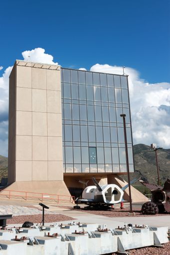 A vertical shot of the New Mexico Museum of Space History in Alamogordo