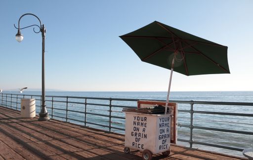 A vendor on the Santa Monica Pier in Santa Monica, California