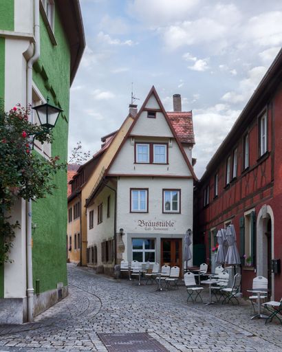 A closeup of Amazing cityscape of the most beautiful medieval fairytale in Germany, Rothenburg ob der Tauber