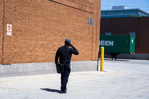 A rearview of parking security watching over the parking area