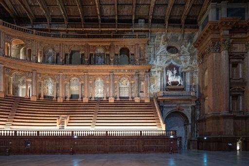 The interior of the Teatro Farnese theatre in the Palazzo della Pilotta, Parma, Emilia-Romagna, Italy