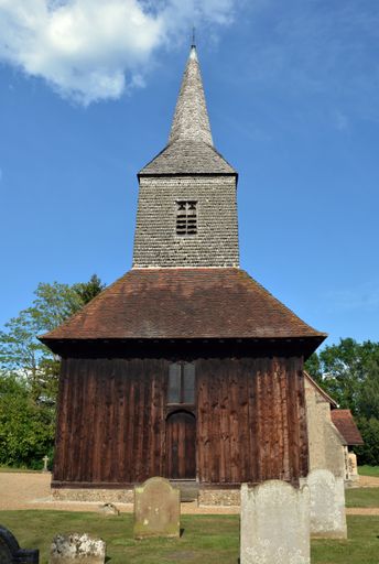 A vertical shot of the St. Margaret's church in Margaretting, Essex UK
