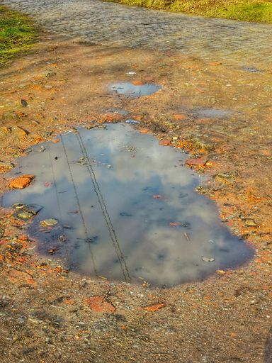 A puddle on asphalt after the rain