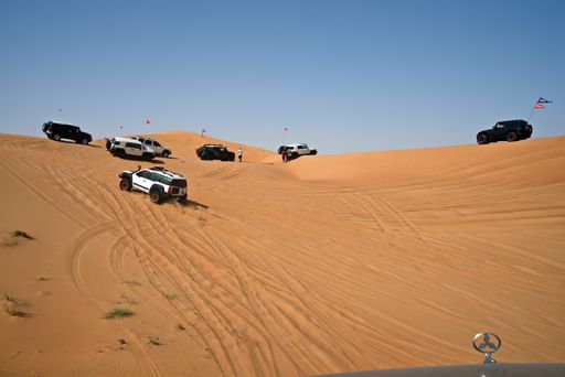 Sharjah, United Arab Emirates – April 9, 2021, early morning off-roading and dune bashing around Al Madam desert with UAE Off roaders, one of best