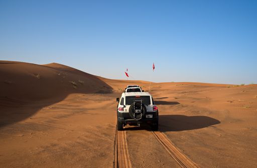 Sharjah, United Arab Emirates – April 9, 2021, early morning off-roading and dune bashing around Al Madam desert with UAE Off roaders, one of best