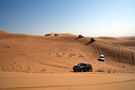 Sharjah, United Arab Emirates – April 9, 2021, early morning off-roading and dune bashing around Al Madam desert with UAE Off roaders, one of best