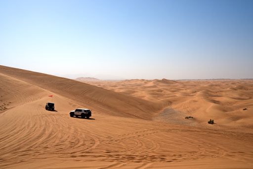 Sharjah, United Arab Emirates – April 9, 2021, early morning off-roading and dune bashing around Al Madam desert with UAE Off roaders, one of best
