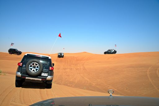 Sharjah, United Arab Emirates – April 9, 2021, early morning off-roading and dune bashing around Al Madam desert with UAE Off roaders, one of best