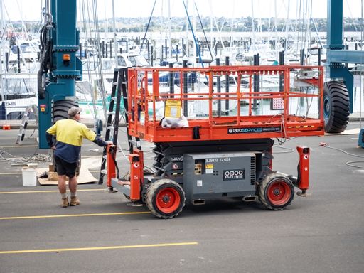 View of Construction mobile truck mounted lift platform.