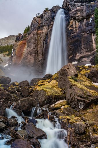 A vertical of Bridal Veil Falls in Telluride, Colorado