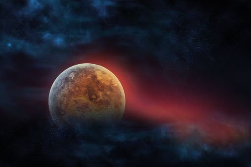 Celestial digital art, Venus planet and galaxies in outer space showing the beauty of space exploration. planet texture furnished by NASA