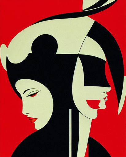 A high-resolution stock photo of a vintage Art Nouveau poster featuring a graceful female figure on the back side