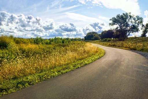 View of the west trail of Onondaga Lake in Geddes, New York on a beautiful autumn day
