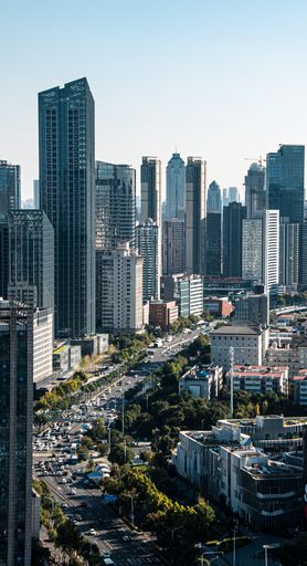 The skyscraper cluster of Wuhan Financial District in China