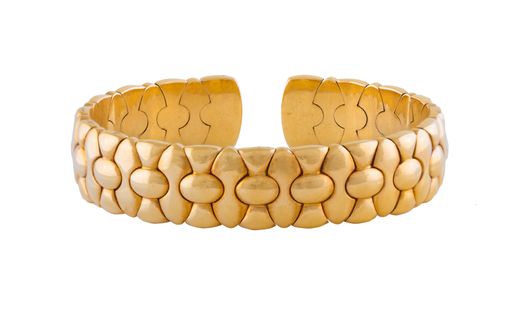 A closeup shot of an expensive luxury bracelet isolated on a white background