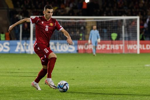 The Armenian football player Eduard Spertsyan during a match between Armenia and Wales