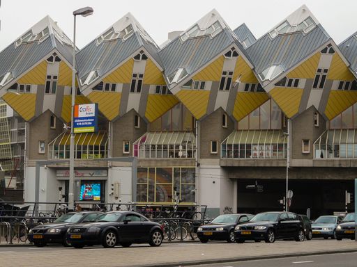 The box houses in Rotterdam Holland, Europe during a cloudy day