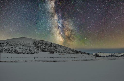 The scenic view of the Milky way over majestic snow mountain