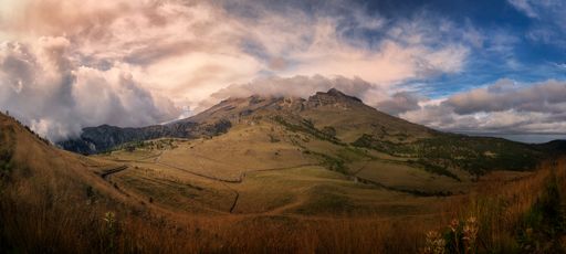 A stunning panoramic view of a spectacular sunset at the Iztaccihuatl volcano in Mexico