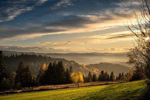 Breathtaking scenery of autumn in the Gorce mountains, Poland