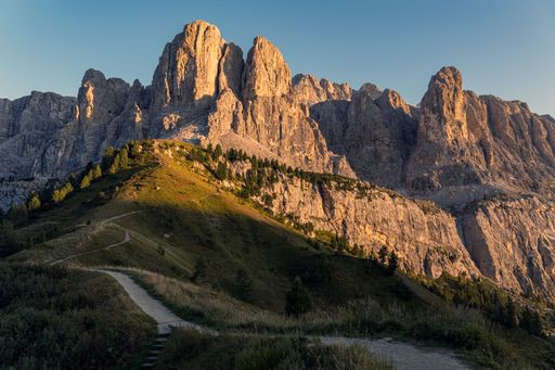 The scenic Gardena Pass of the Dolomites Mountains in South Tyrol, Italy