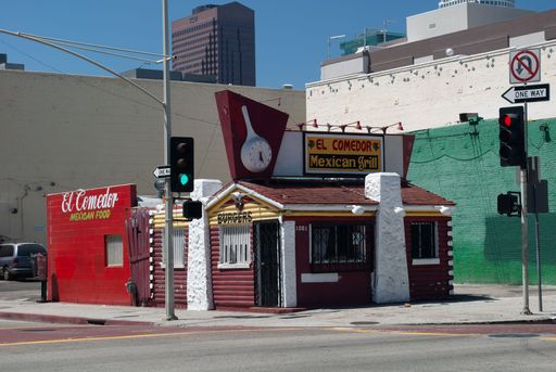 A Mexican restaurant on the street in Los Angeles, California