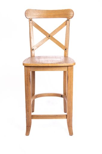 A bar high wooden stool on a white background